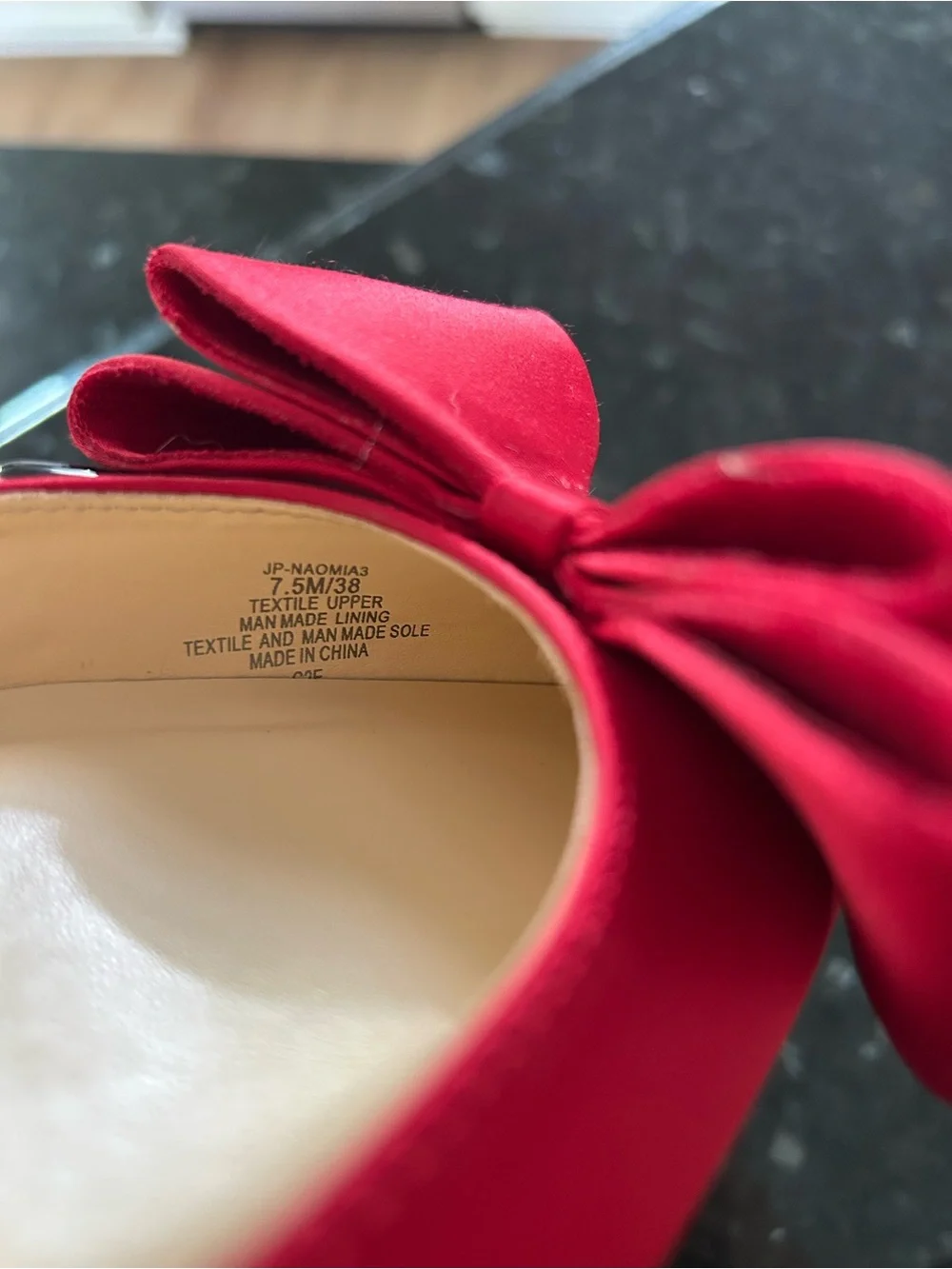 Jessica Simpson Red Satin Pointed-Toe Slingback Heels with Bow
